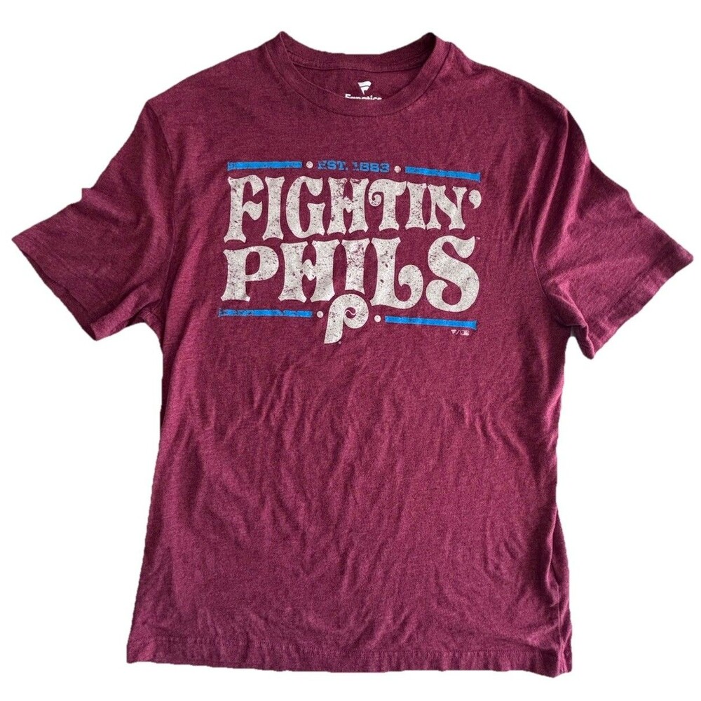 Mens Philadelphia Phillies T Shirt M Burgundy Fanatics Fightin Phils MLB - Picture 1 of 11